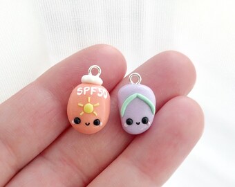 READY TO SHIP! Seaside Accesories Sunscreen Flip Flop Clay Charm- Polymer Clay Charm- Stitch Marker