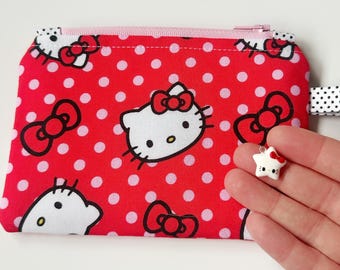 Cartoon Cat Pouch And Charm 4.25 x 6.5