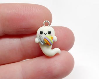 Halloween Ghost Crochet and Knitting Charm- Polymer Clay Charm- Stitch Marker