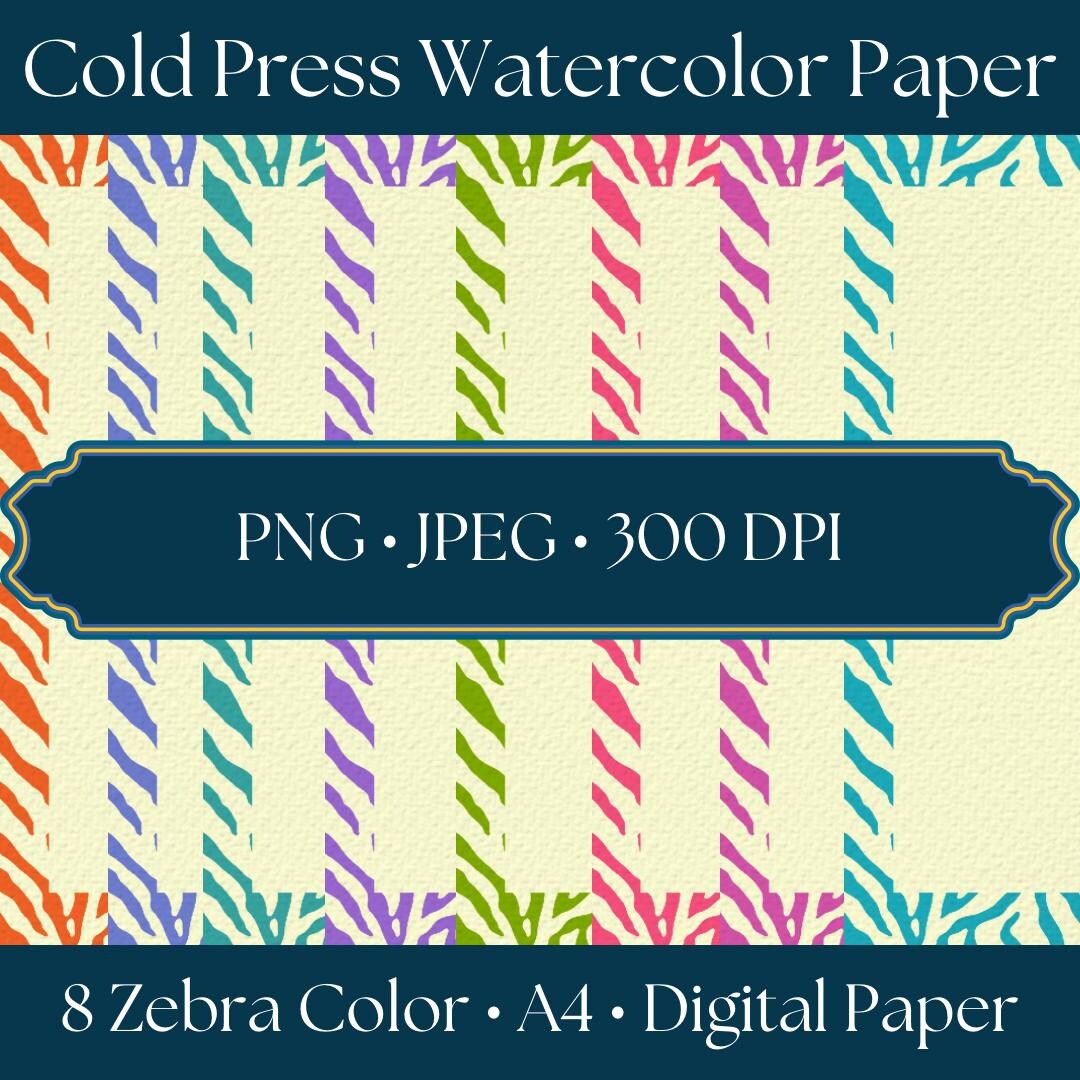 Zebra Print Cold Press Watercolor Digital Paper Etsy