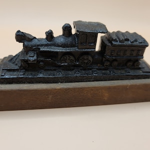 Hand Carved Train Desk Accessory Carved From Coal Vintage Antique Unique Desk Sitter