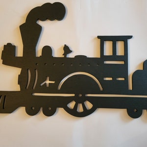 Black Balsa Wood Train for Decor Cut Out Train Gift Topper Wall Hanger