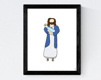 Jesus and Angel Baby A Blue, Digital Download, 11x14, 8x10, 5x7, Miscarriage Gift, Infant Loss Gift, Miscarriage Gifts, Infant Loss Gifts