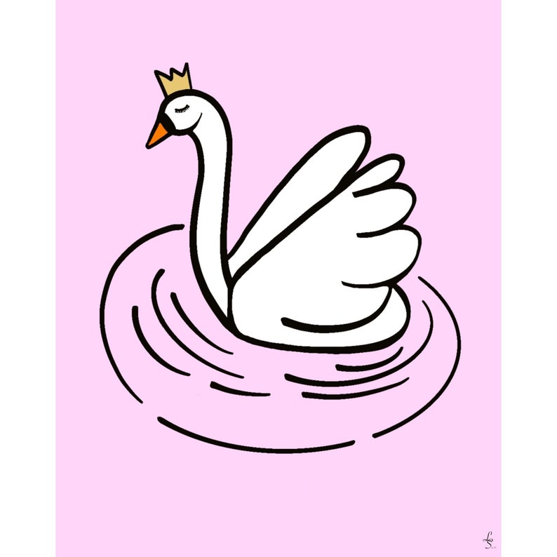 Princess Swan Nursery Wall Art Digital Download 16x20 Etsy