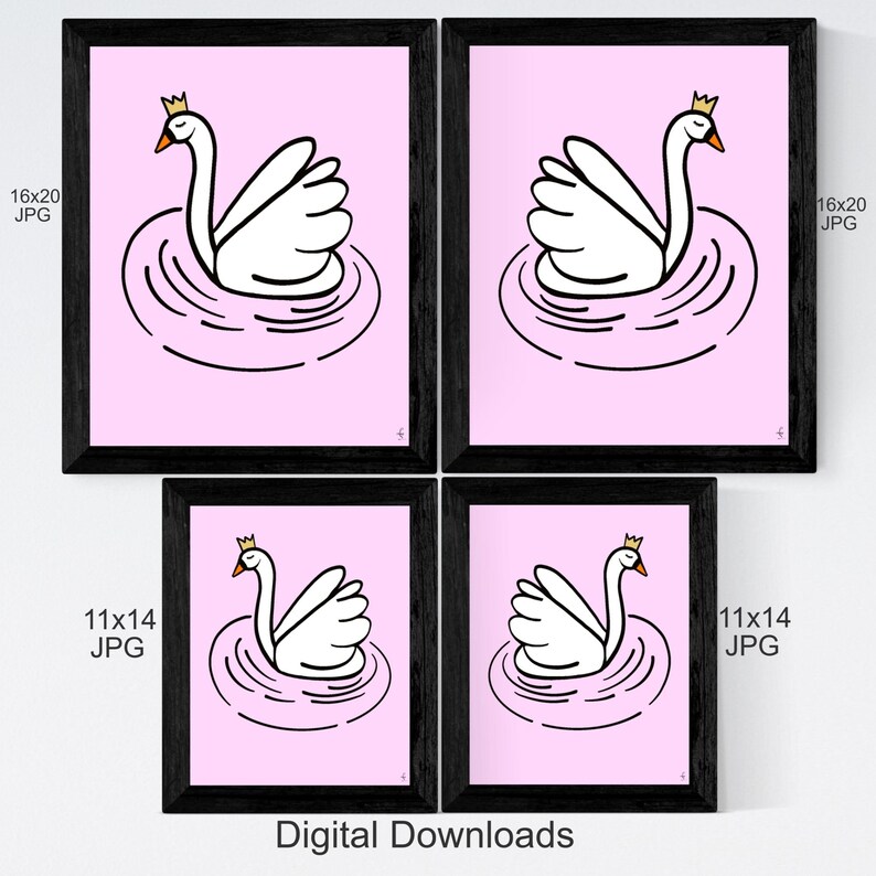 Princess Swan Nursery Wall Art Digital Download 16x20 Etsy