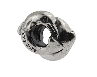 Authentic Trollbeads Sterling Silver 11214 Dolphins RETIRED