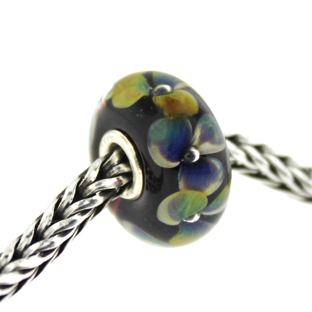 Authentic Trollbeads Glass 61404 Flowers on Indigo Etsy
