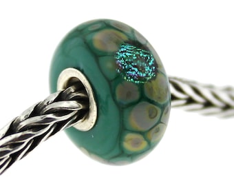 Authentic Trollbeads Glass 62021 Green Flower Mosaic