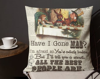 Alice's Adventures in Wonderland Themed  Pillow -Literary decor, Book lover, Writer gift, Lewis Carroll, unique decor, Teacher gift,bookgift