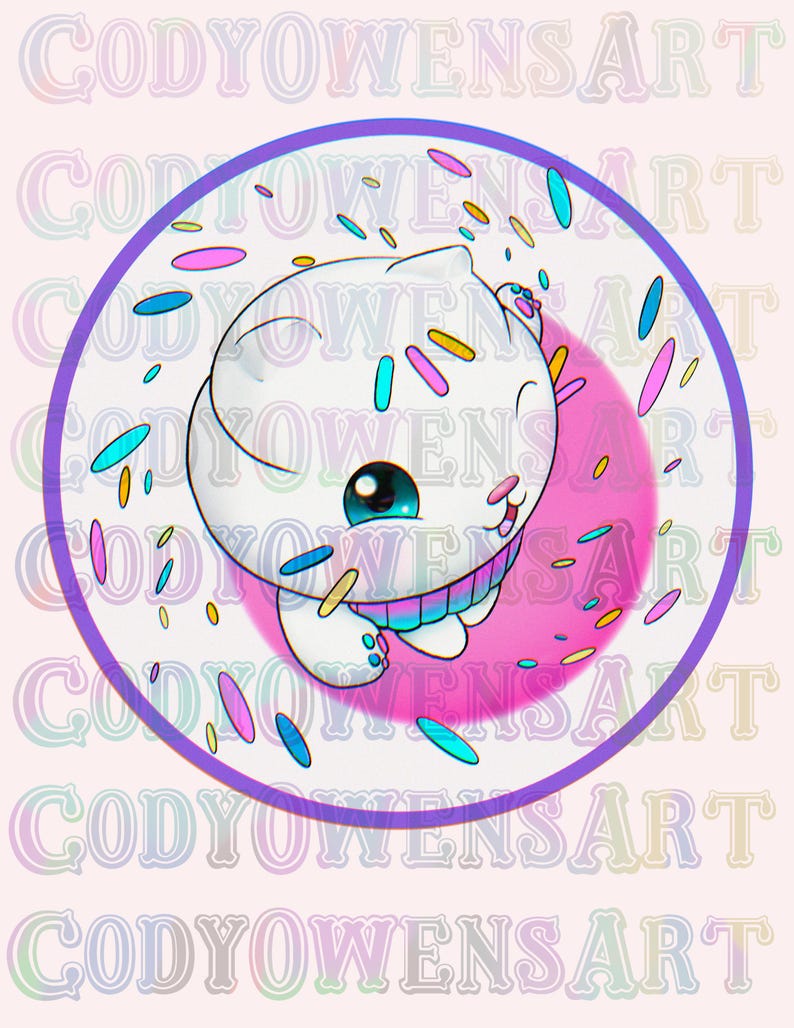 Gabby’s Dollhouse Cakey Cat Sprinkle Party Printable Art • Kids Sticker ...