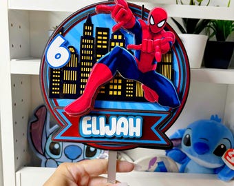Personalized Spider-Man Cake Topper | Superhero Birthday Party Decor