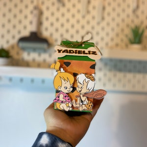 Flintstones milk carton favor box, treat box, favor boxes, gable box custom box, the Flintstones personalized box, candy box, pebbles