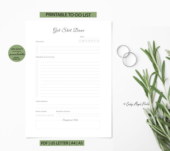 Get Shit Done Printable to Do List Instant Download Print at | Etsy
