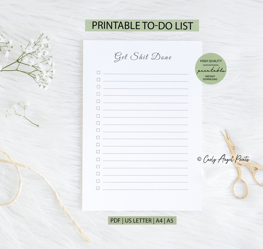 Get Shit Done Printable to Do List Instant Download Print at Home ...