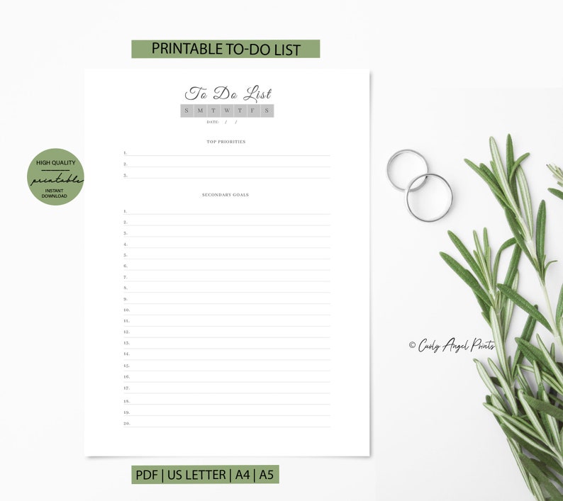 Printable to Do List Instant Download Print at Home Simple Planner ...