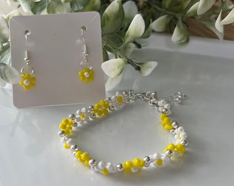 Buttercups und Gänseblümchen Mädchen Armband und Ohrringe Set