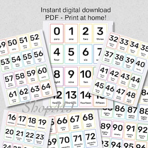 1-100 cartes flash pour le préscolaire / la maternelle