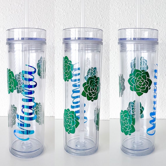 Personalized Succulent Tumbler Cold Cup Gift For Mom Etsy