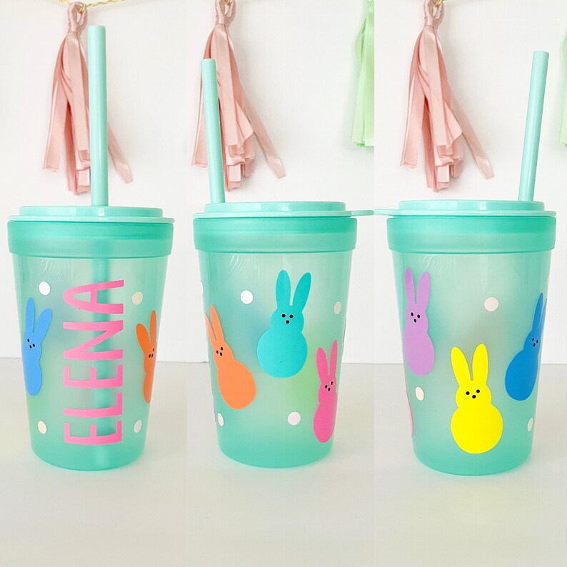 Kids Personalized EASTER Peeps Cup with Straw | Peeps Candy | Easter basket toy gift