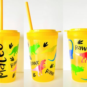 Dinosaur Kids Custom Straw Cup with Personalized Name | Dinosaur Party