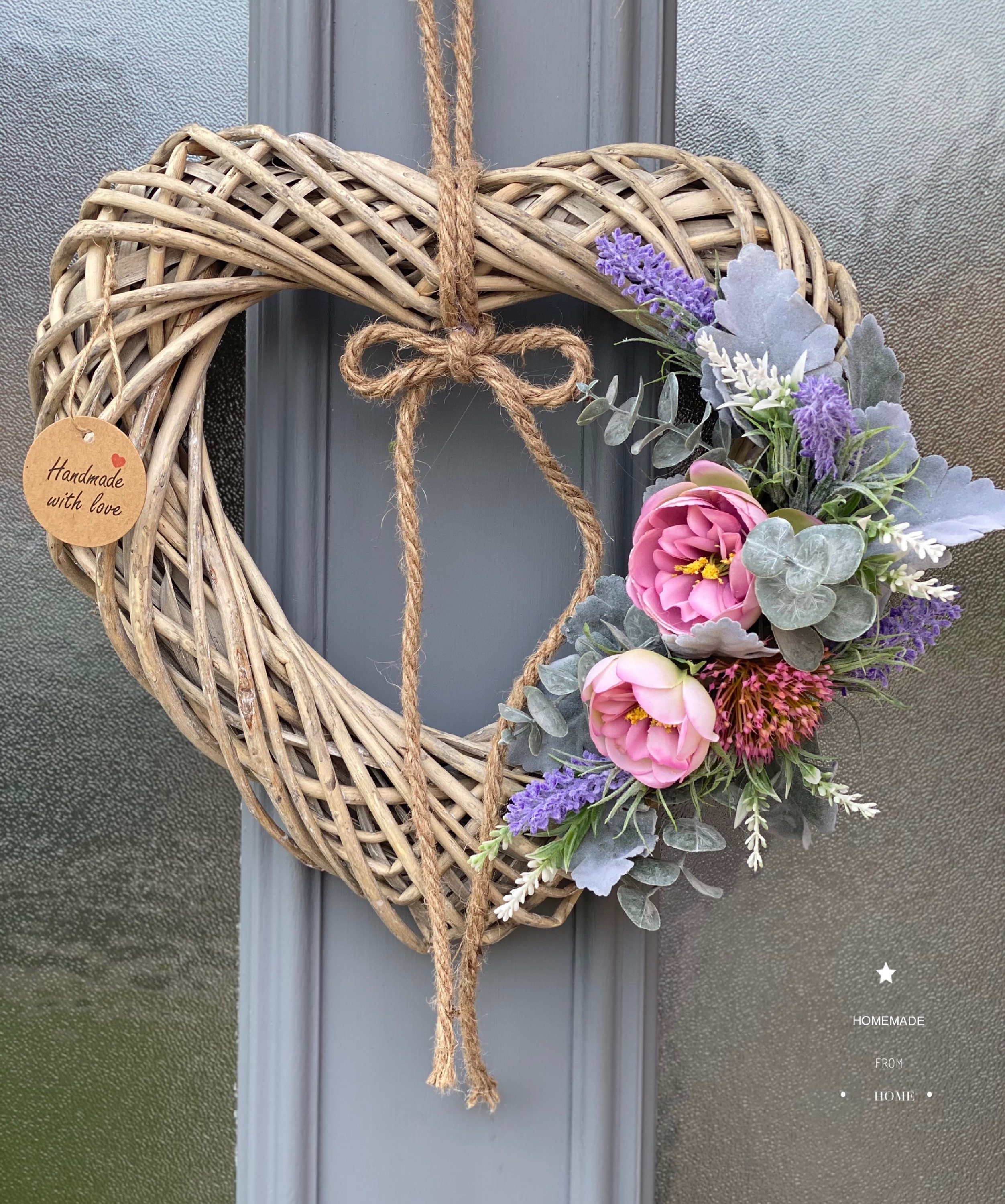 Pastel wicker heart wreath Etsy