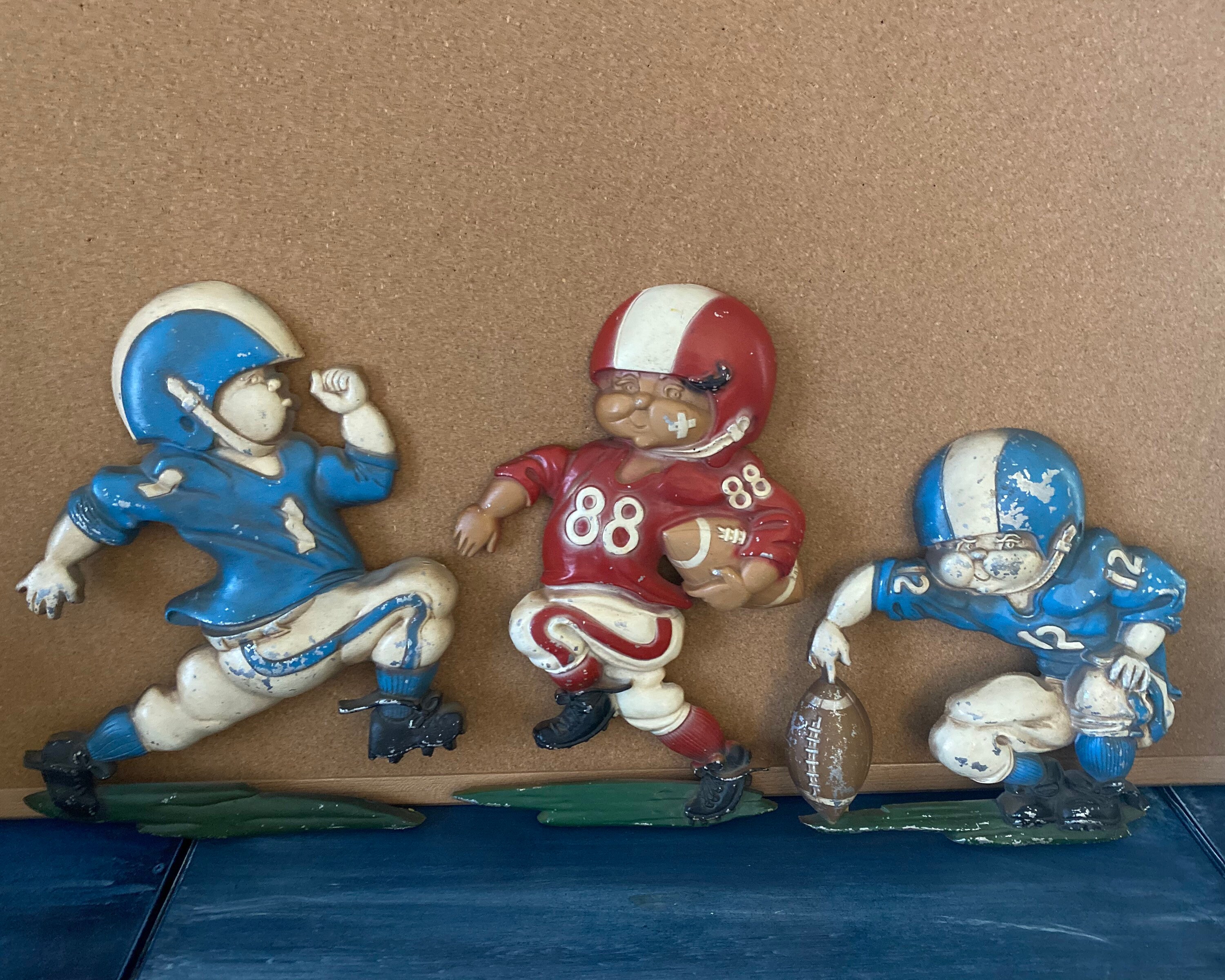 Vintage 1976 Homco USA Painted Metal Football Player Wall Etsy