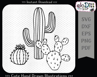 3 Cactus SVG - Succulent Clipart - Boho SVG - Desert Svg - Country Svg - Cactus Printable Wall Art - Western Svg - Cactus Cut File Vector