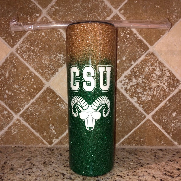 Personalized Colorado State University Cup - Colorado State Tumbler - CSU Ram Tumbler -  Green and Gold College Gifts - CSU student