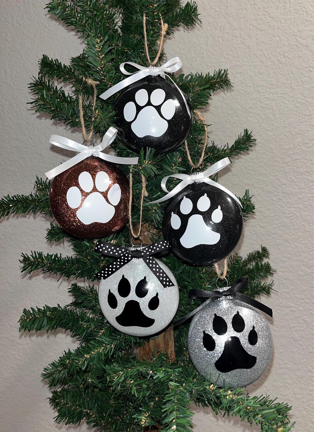Cat Paw Print Glittered Ornament Dog Paw Print Glittered Ornament ...