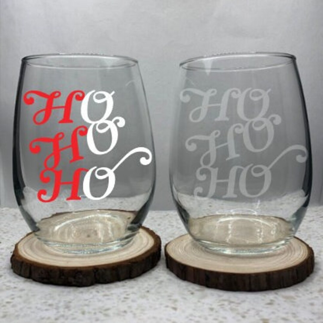 Santa Wine Glass Ho Ho Ho Wine Glass Santa Hat Wine Glass Etsy