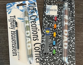 Number 1 Dad Pen or Mechanical Pencil - #1 Dad Camouflage Design - Father’s Day Gift - Stepdad Gift - #1 Dad Leather Design