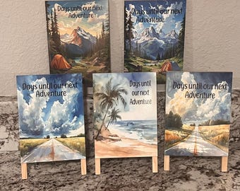 Vacation Countdown Sign - Days Until Our Next Adventure Easel - Reusable Travel Countdown - Tabletop Easel with Dry Erase Marker