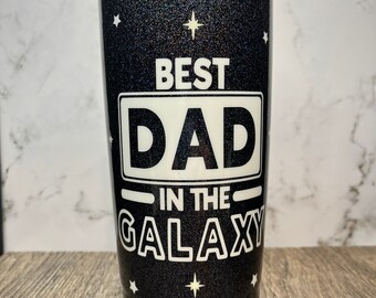 Best Dad In The Galaxy Tumbler - Father's Day Gift - Coffee Tumbler for Dad or Stepdad - Stainless Steel Tumbler with Glow in the Dark Stars