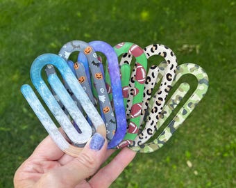 Custom Jumbo Decorative Paper Clip - Fun and Functional Jumbo Paper Clip - Acrylic Paper Clip Bookmark - Halloween - Football - Beach - Clip