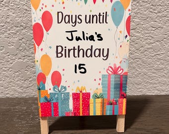 Birthday Countdown Sign - Reusable Birthday Countdown - Office Birthday Countdown - Tabletop Birthday Countdown Easel with Dry Erase Marker