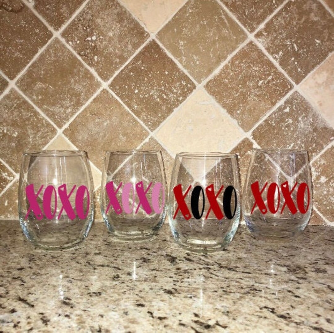 Love Wine Glass XOXO Wine Glass Hugs and Kisses Wine Glass Etsy