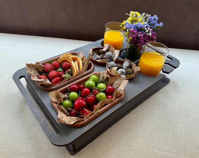 Personalized Tray Couchbar | Wooden Snack Box | Serving Trays & Platter | Gift for Him | Housewarming Gift | New Home or Fathers Gift