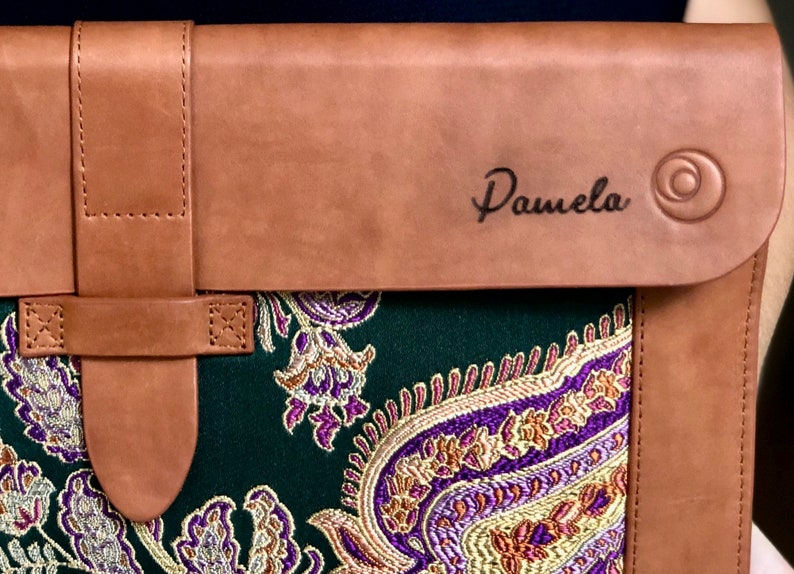 Personalized Leather Macbook Sleeve with Charger Bag for all laptop sizes