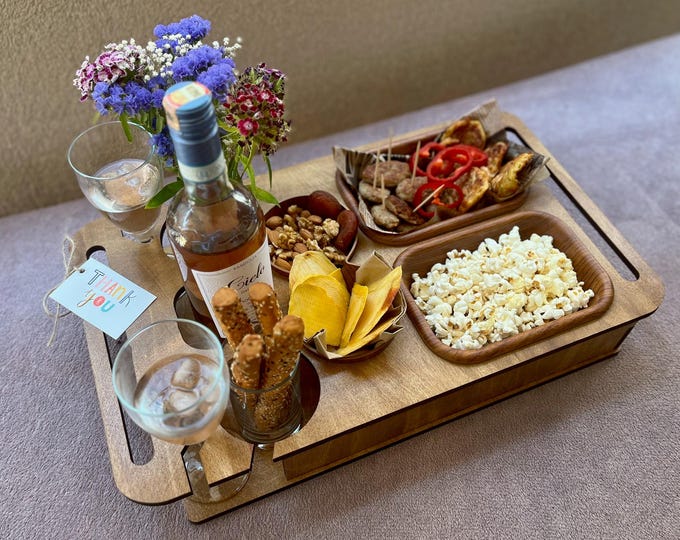 Personalized Couchbar | Snack Bar Serving Tray | Charcuterie Board | Gift for Him | Fathers Day | Movie Night Snackbox | Husband Gift
