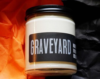 GRAVEYARD CANDLE | Wood Wick Candle | Soy Candle | Halloween & Horror Decor | Spooky Halloween Decor
