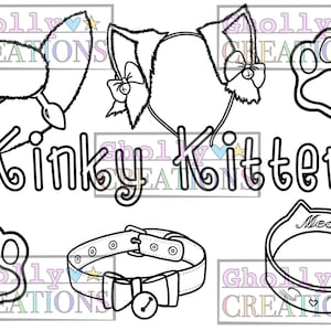Kinky Kitten, Adult Coloring Page