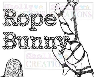 Rope Bunny, Adult/BDSM/Kink Coloring Page