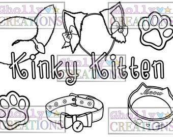 Kinky Kitten, Adult Coloring Page