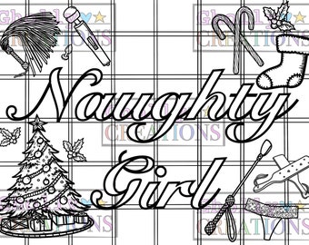Naughty Girl, Christmas Adult/BDSM/Ddlg Coloring Page