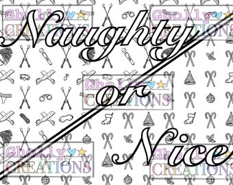 Naughty or Nice, Christmas Adult/BDSM/Ddlg Coloring Page