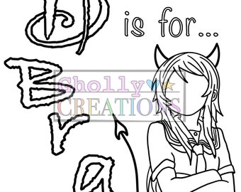 B is for Brat, BDSM Ddlg Coloring Page