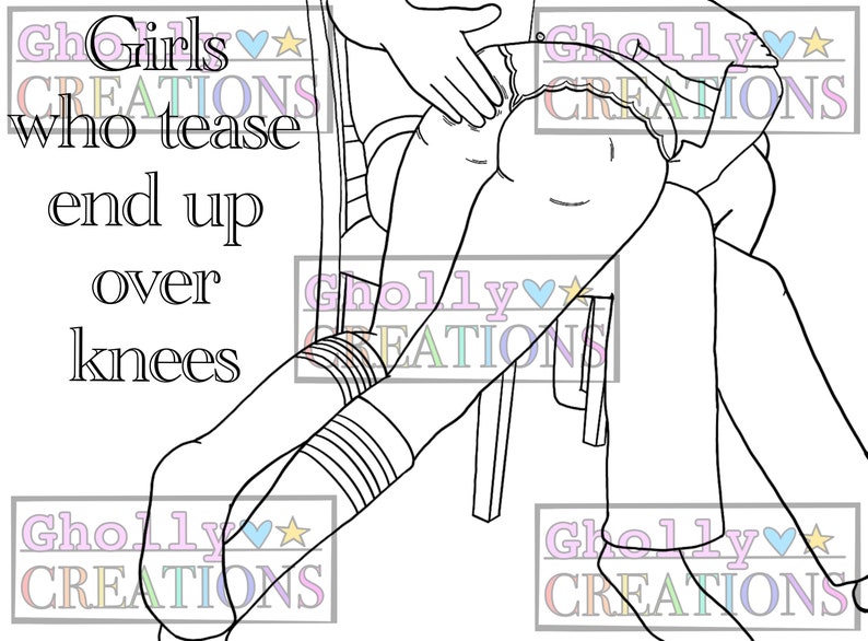 Girls Who Tease End Up Over Knees, BDSM/Ddlg Coloring Page 