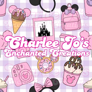 Magical park inspired seamless file, png, jpg, magical mouse, seamless, pink, purple