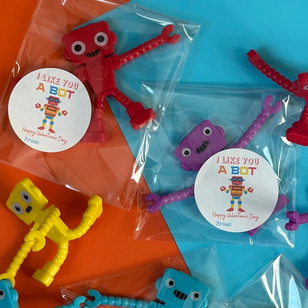 Class Valentines favors Robot or aliens w/ Stickers |  Party Favor Classroom Gift |Non-Sugar ready to be gifted Valentines for Prek Toddler