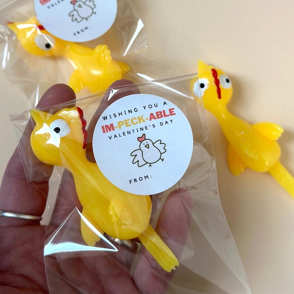 Class Valentines favors chicken slingshot with Stickers | Party Favor Classroom Gift |Non-Sugar Favor Valentines for preschool toddler kids